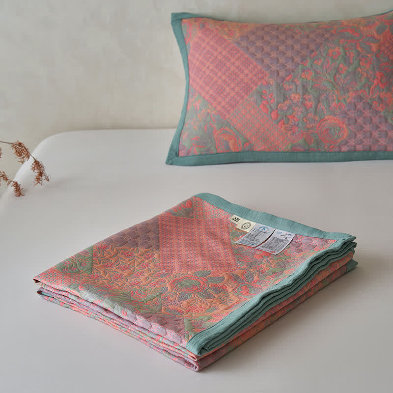 Couette de style rétro à motif floral en gaze de coton