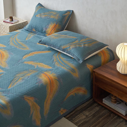 Couette luxueuse et respirante en gaze de coton avec plumes