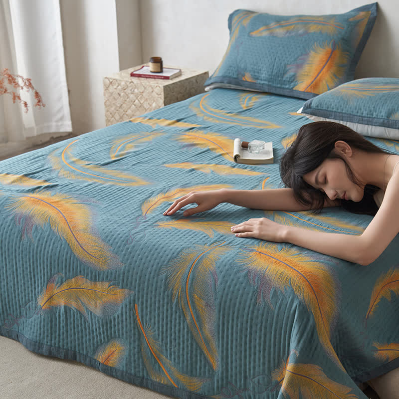 Couette luxueuse et respirante en gaze de coton avec plumes