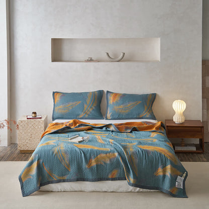 Couette luxueuse et respirante en gaze de coton avec plumes