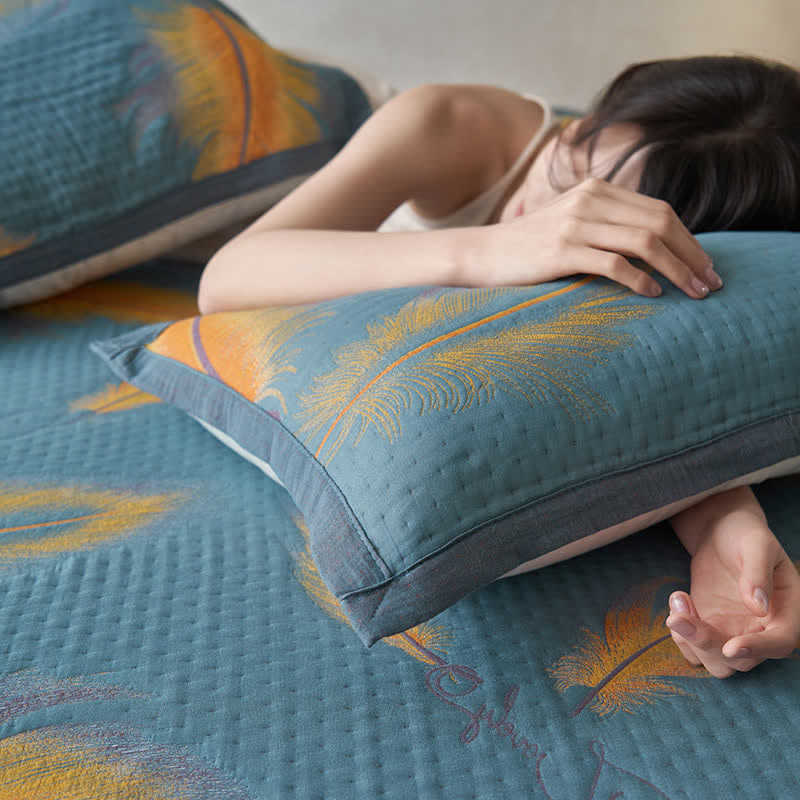 Couette luxueuse et respirante en gaze de coton avec plumes