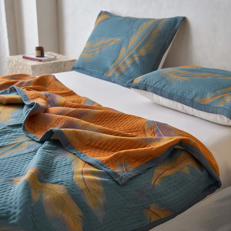 Couette luxueuse et respirante en gaze de coton avec plumes