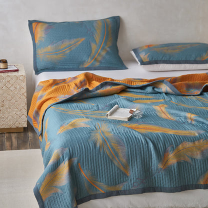 Couette luxueuse et respirante en gaze de coton avec plumes