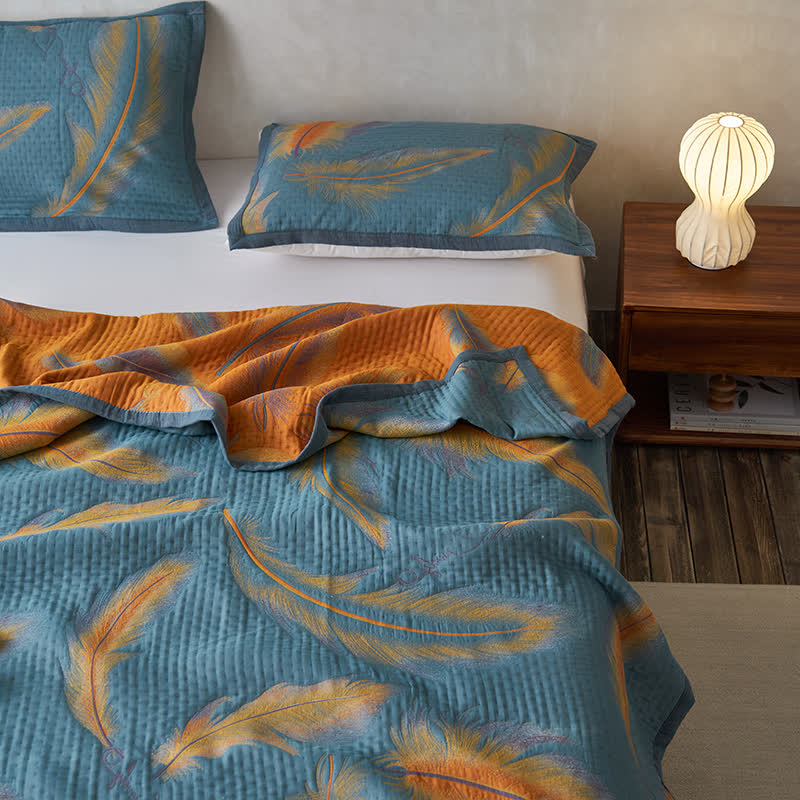 Couette luxueuse et respirante en gaze de coton avec plumes