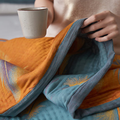 Couette luxueuse et respirante en gaze de coton avec plumes