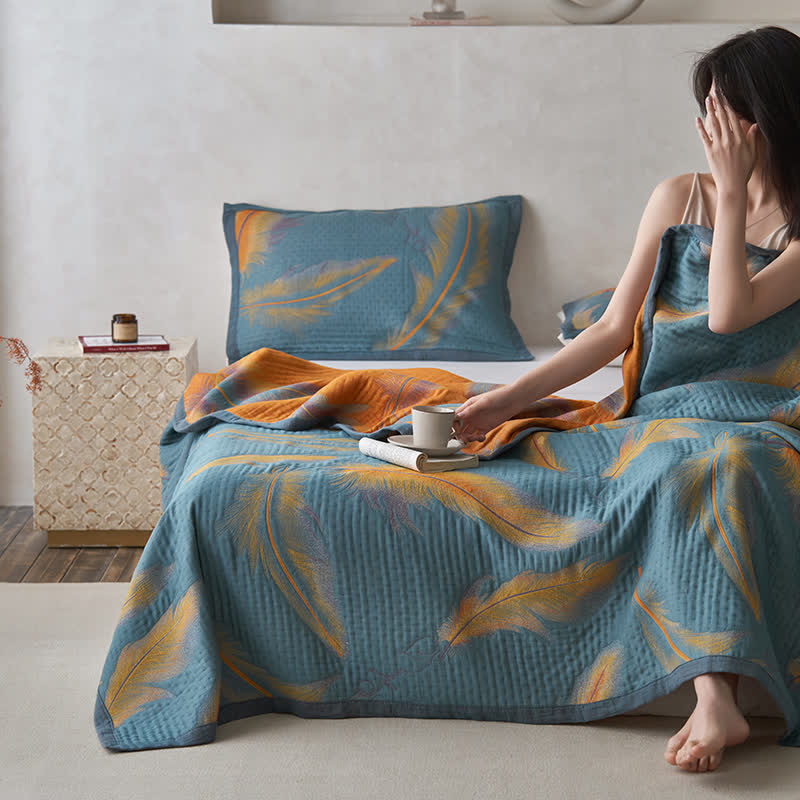 Couette luxueuse et respirante en gaze de coton avec plumes