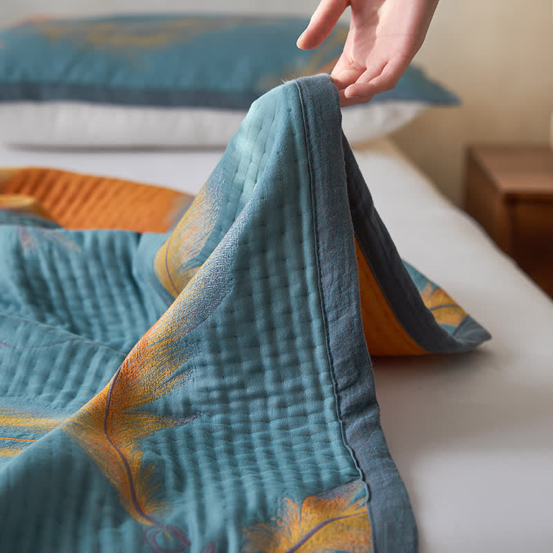 Couette luxueuse et respirante en gaze de coton avec plumes
