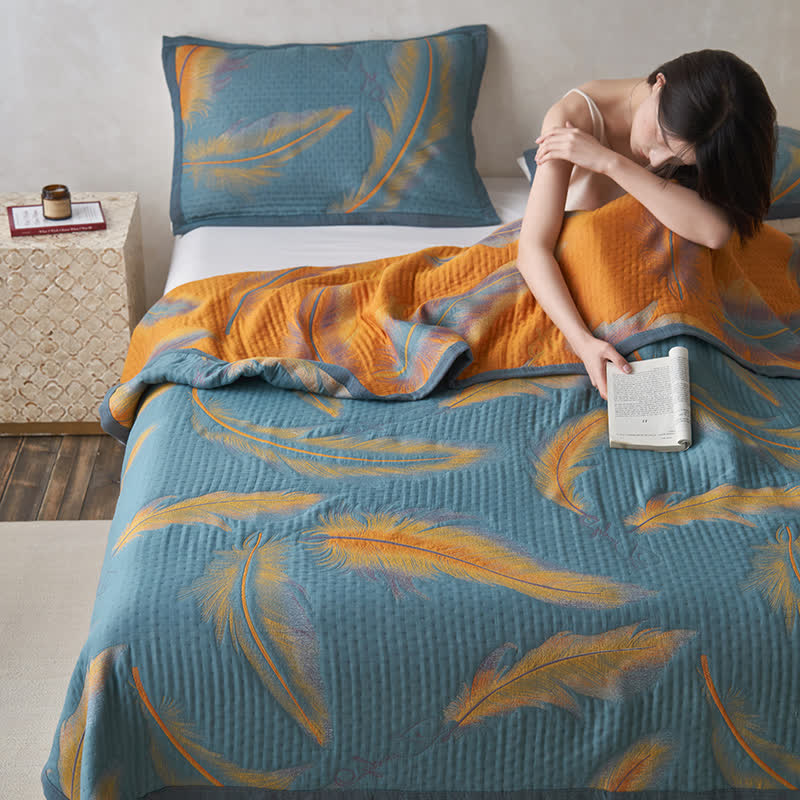 Couette luxueuse et respirante en gaze de coton avec plumes