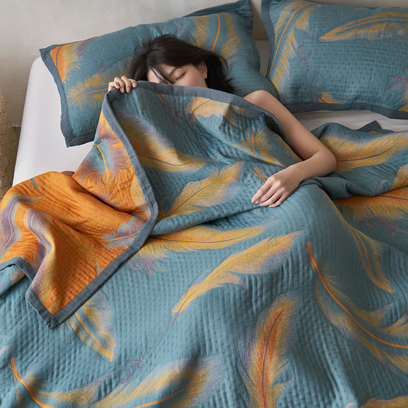 Couette luxueuse et respirante en gaze de coton avec plumes