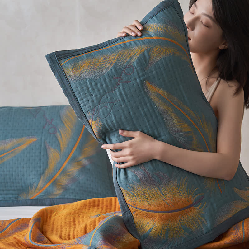 Couette luxueuse et respirante en gaze de coton avec plumes