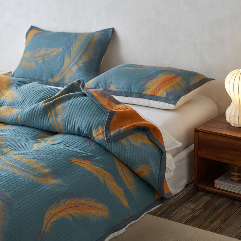 Couette luxueuse et respirante en gaze de coton avec plumes