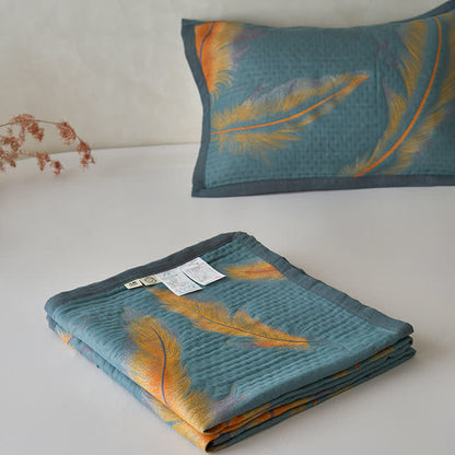 Couette luxueuse et respirante en gaze de coton avec plumes