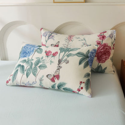Couette luxueuse et douce en gaze de coton avec motif pivoine