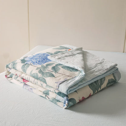 Couette luxueuse et douce en gaze de coton avec motif pivoine