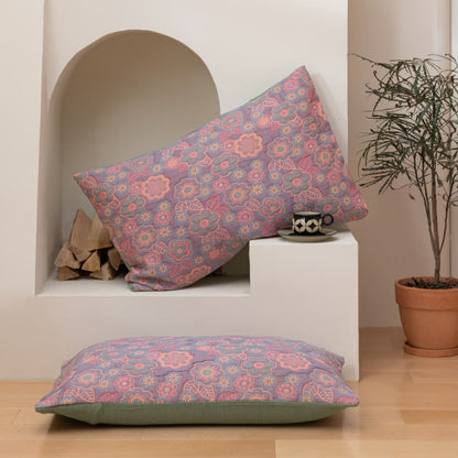 Couette réversible en gaze de coton à motif jacquard floral
