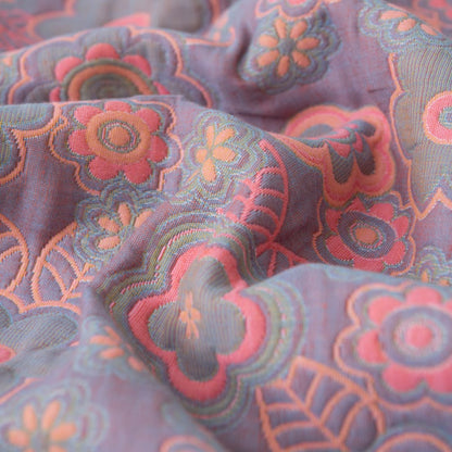 Couette réversible en gaze de coton à motif jacquard floral