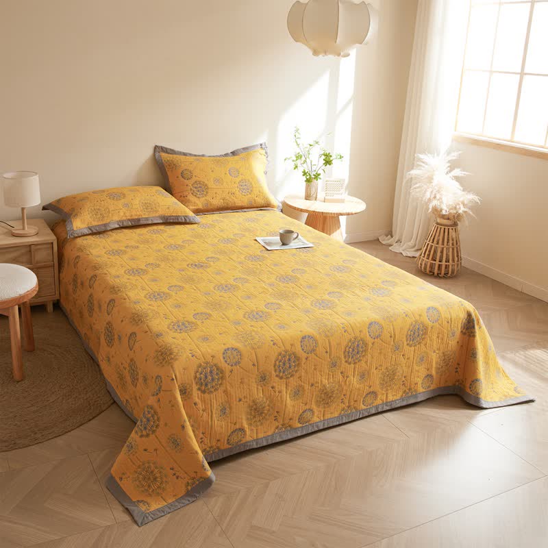 Couette douce et rustique en gaze de coton avec motif pissenlit