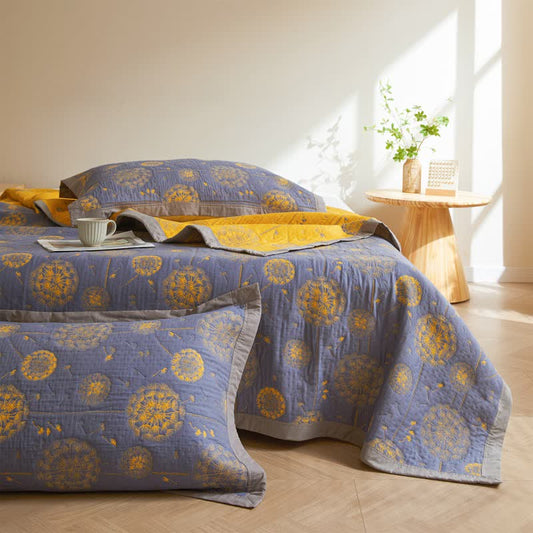 Couette douce et rustique en gaze de coton avec motif pissenlit