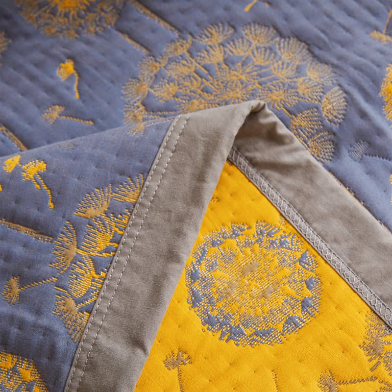 Couette douce et rustique en gaze de coton avec motif pissenlit