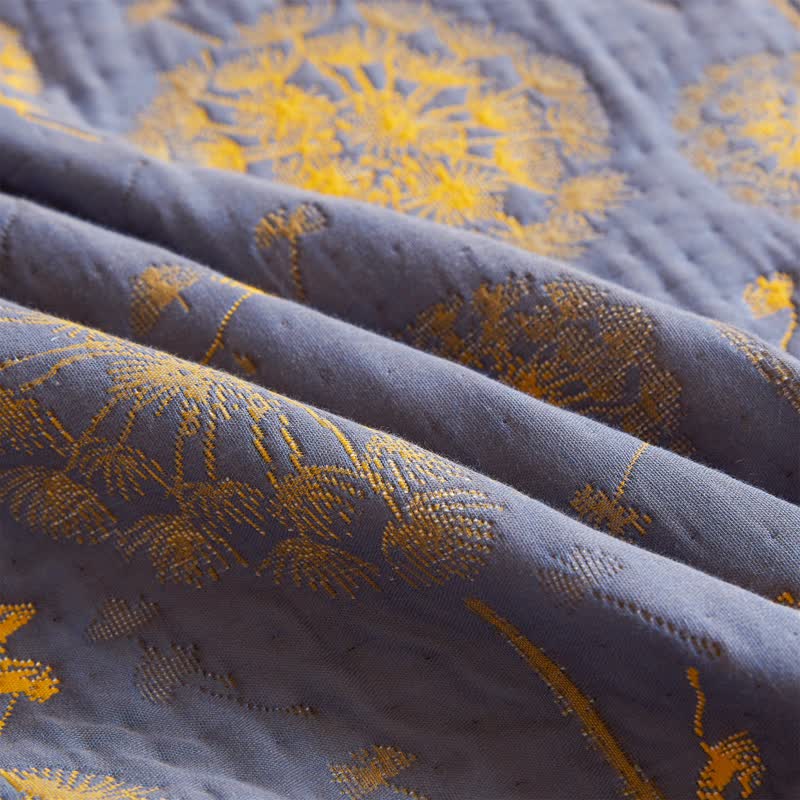 Couette douce et rustique en gaze de coton avec motif pissenlit