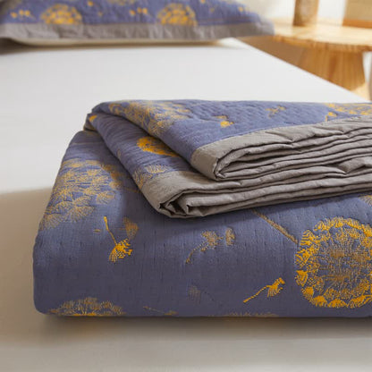 Couette douce et rustique en gaze de coton avec motif pissenlit
