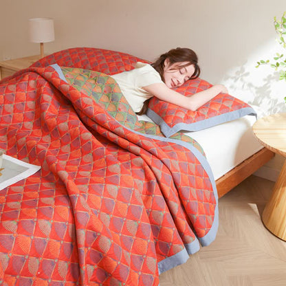 Élégante couette en gaze de coton avec queue de paon