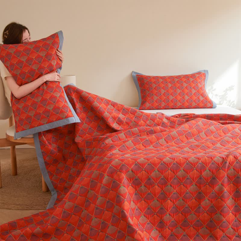 Élégante couette en gaze de coton avec queue de paon