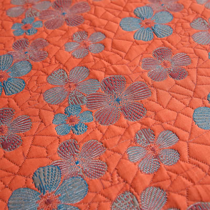 Couette en gaze de coton à trois couches avec fleurs en fleurs