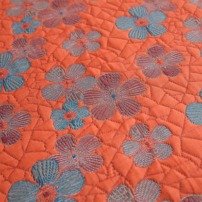 Couette en gaze de coton à trois couches avec fleurs en fleurs