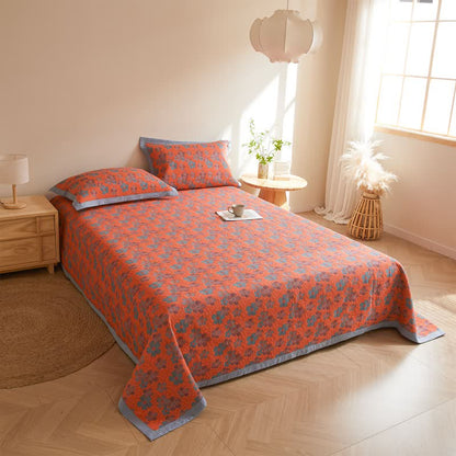 Couette en gaze de coton à trois couches avec fleurs en fleurs