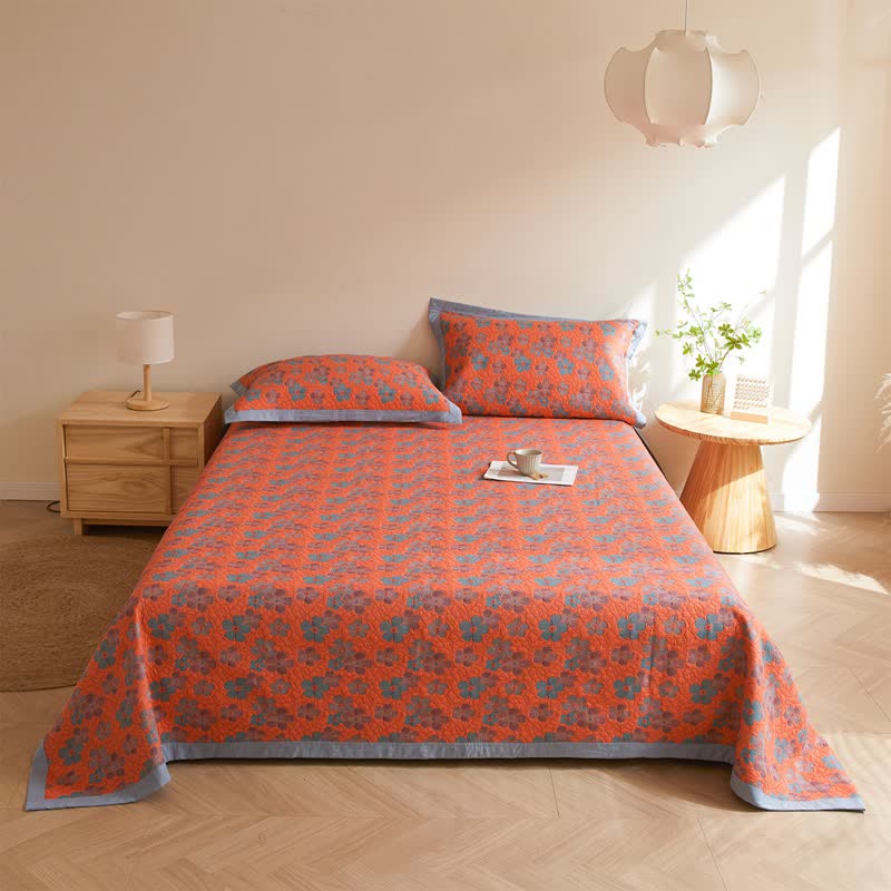 Couette en gaze de coton à trois couches avec fleurs en fleurs