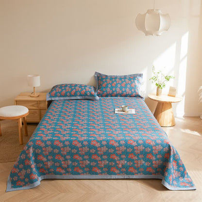 Couette en gaze de coton à trois couches avec fleurs en fleurs