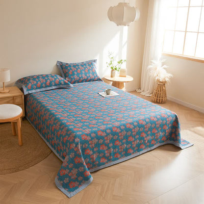 Couette en gaze de coton à trois couches avec fleurs en fleurs