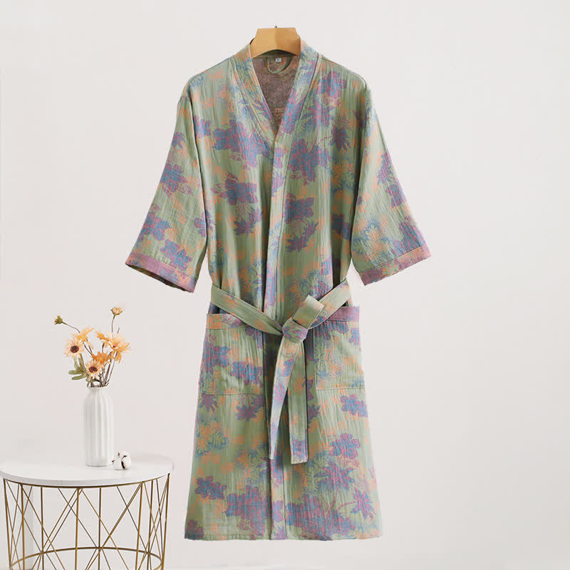 Peignoirs et kimonos en gaze de coton à motifs floraux