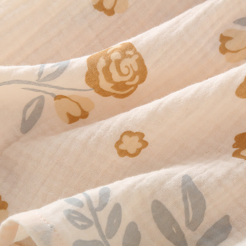Ensemble pyjama rustique en gaze de coton à motif rose