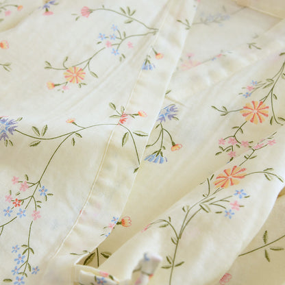 Ensemble pyjama kimono en gaze de coton fleuri
