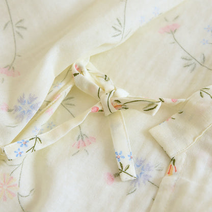 Ensemble pyjama kimono en gaze de coton fleuri