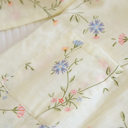 Ensemble pyjama kimono en gaze de coton fleuri