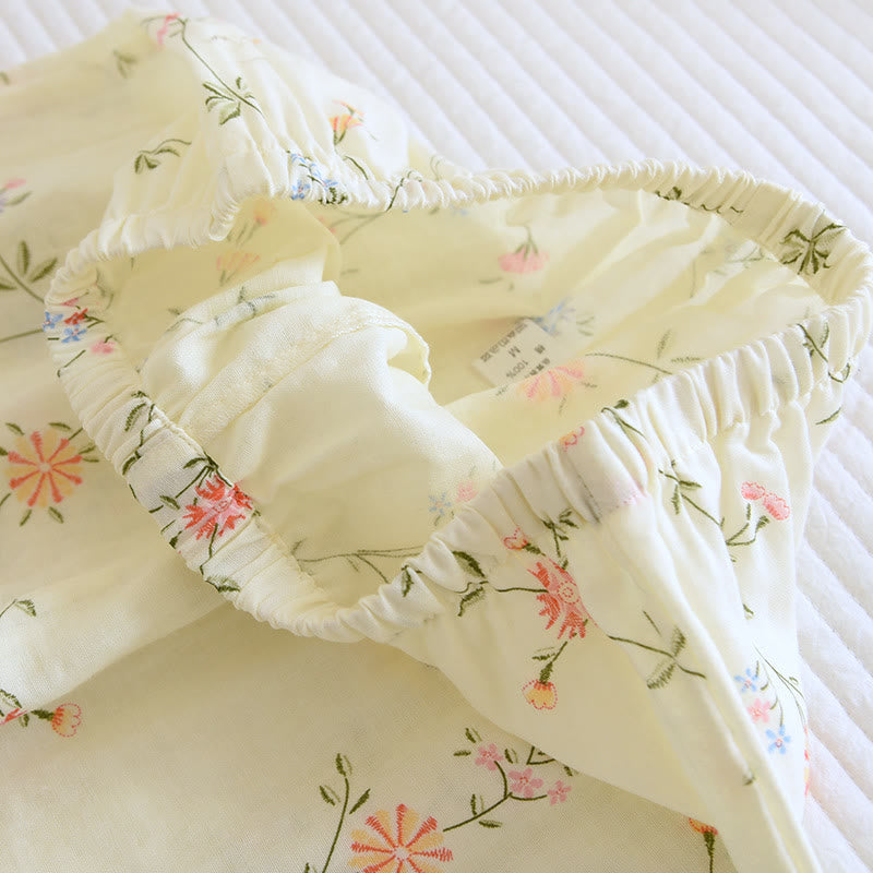 Ensemble pyjama kimono en gaze de coton fleuri