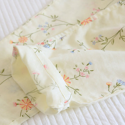 Ensemble pyjama kimono en gaze de coton fleuri