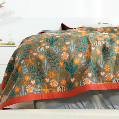 Couvre-lit réversible vintage Ownkoti, couette douce à motif floral
