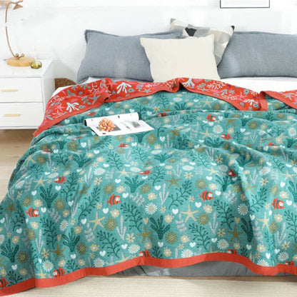 Couvre-lit réversible vintage Ownkoti, couette douce à motif floral