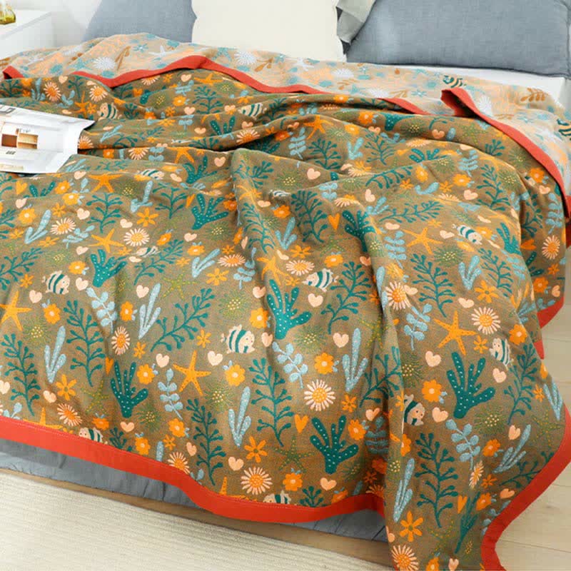 Couvre-lit réversible vintage Ownkoti, couette douce à motif floral