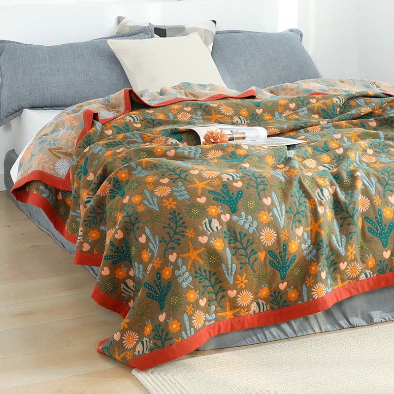Couvre-lit réversible vintage Ownkoti, couette douce à motif floral