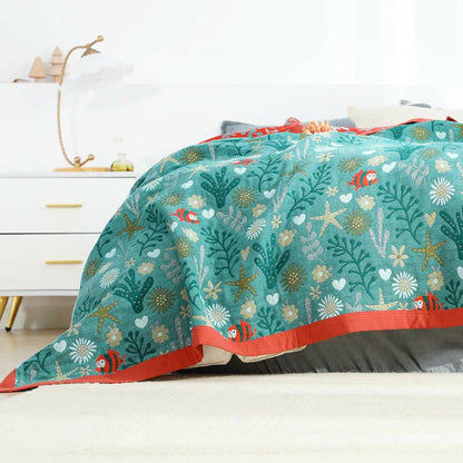 Couvre-lit réversible vintage Ownkoti, couette douce à motif floral