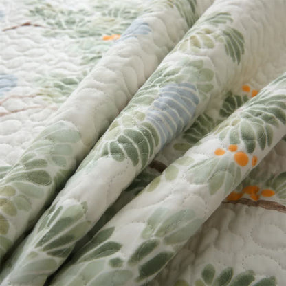 Linge de lit matelassé en pur coton avec un motif d'arbre rustique