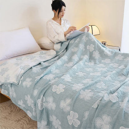 Couette d'été en gaze de coton avec trèfle à quatre feuilles