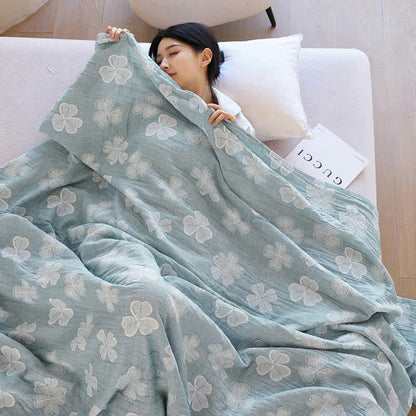 Couette d'été en gaze de coton avec trèfle à quatre feuilles