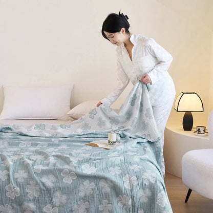 Couette d'été en gaze de coton avec trèfle à quatre feuilles