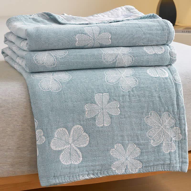 Couette d'été en gaze de coton avec trèfle à quatre feuilles